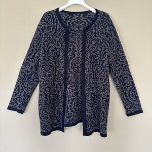 Talbots Cashmere Cotton Blend Cardigan Sweater Women XLP Petite Navy Blue Jacket